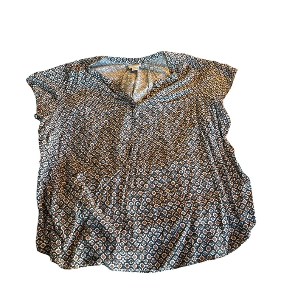 Liz Claiborne Geometric Blue Blouse